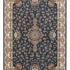 Carpets A beautiful, intricately designed carpet with a rich, dark blue background and intricate patterns of gold and red