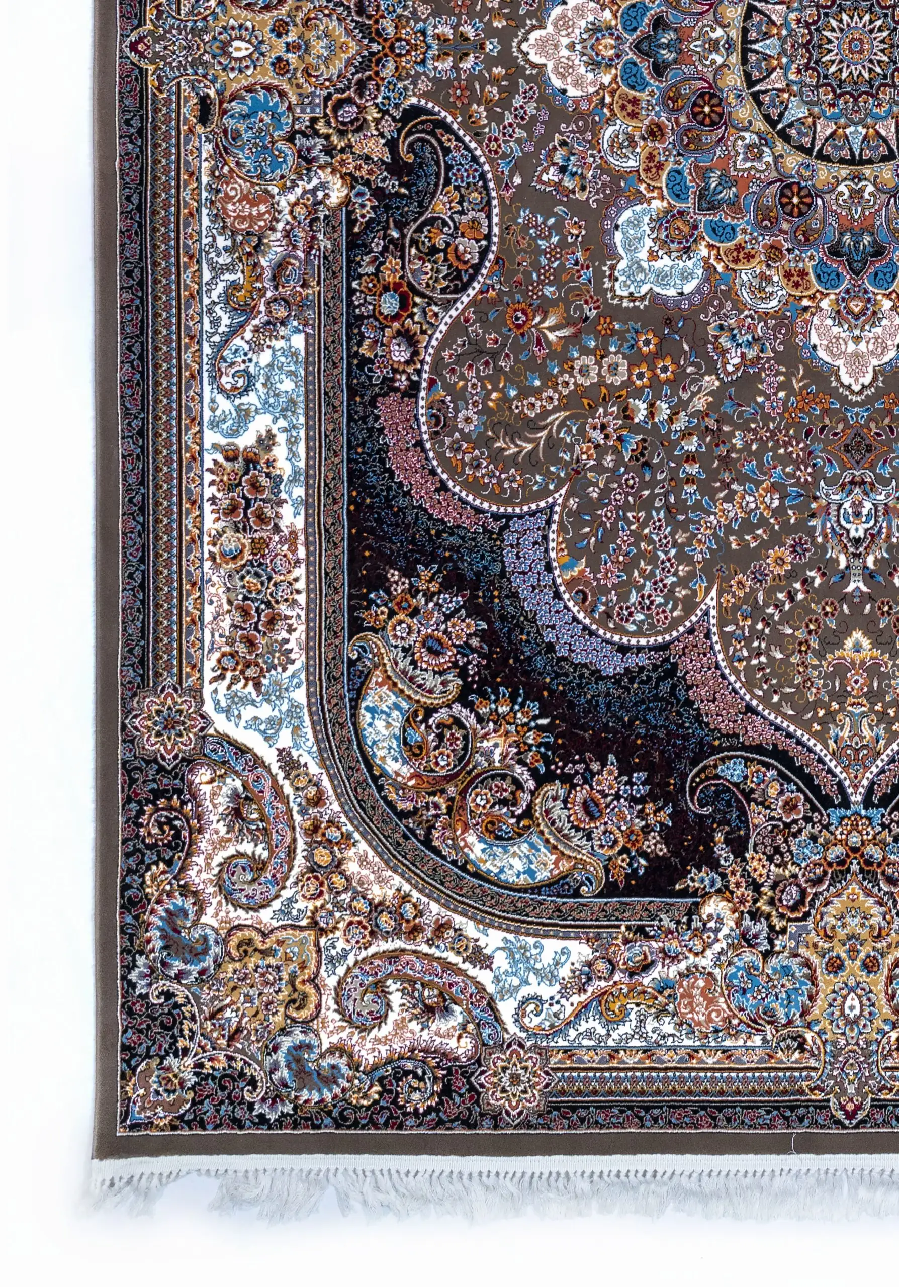 Carpets A beautiful, intricately designed carpet with a mix of patterns and colors, showcasing the art of carpeting