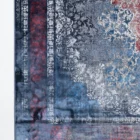 Carpets A beautiful, intricately designed carpet with a mix of red, blue, and white patterns, showcasing the art of carpeting