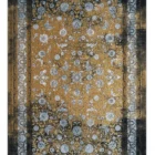 Carpets A beautiful, intricately designed carpet with a golden and dark brown color scheme, featuring a mix of floral and