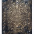 Carpets A rug with a dark, distressed, and aged appearance, featuring a central design and a border, with a focus on its