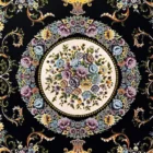 Carpets A beautiful, intricately designed carpet with a central floral pattern surrounded by a border of flowers and leaves,